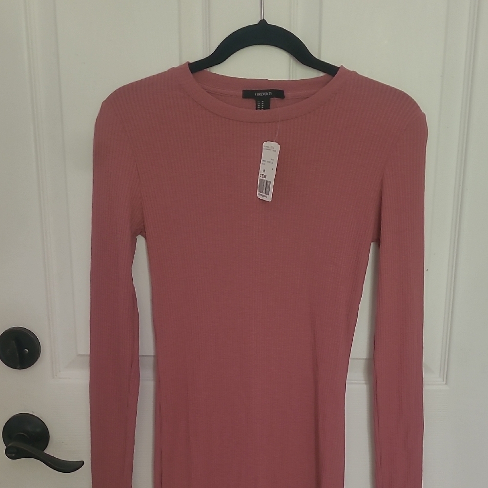 Pink Long Sleeve Ribbed Top